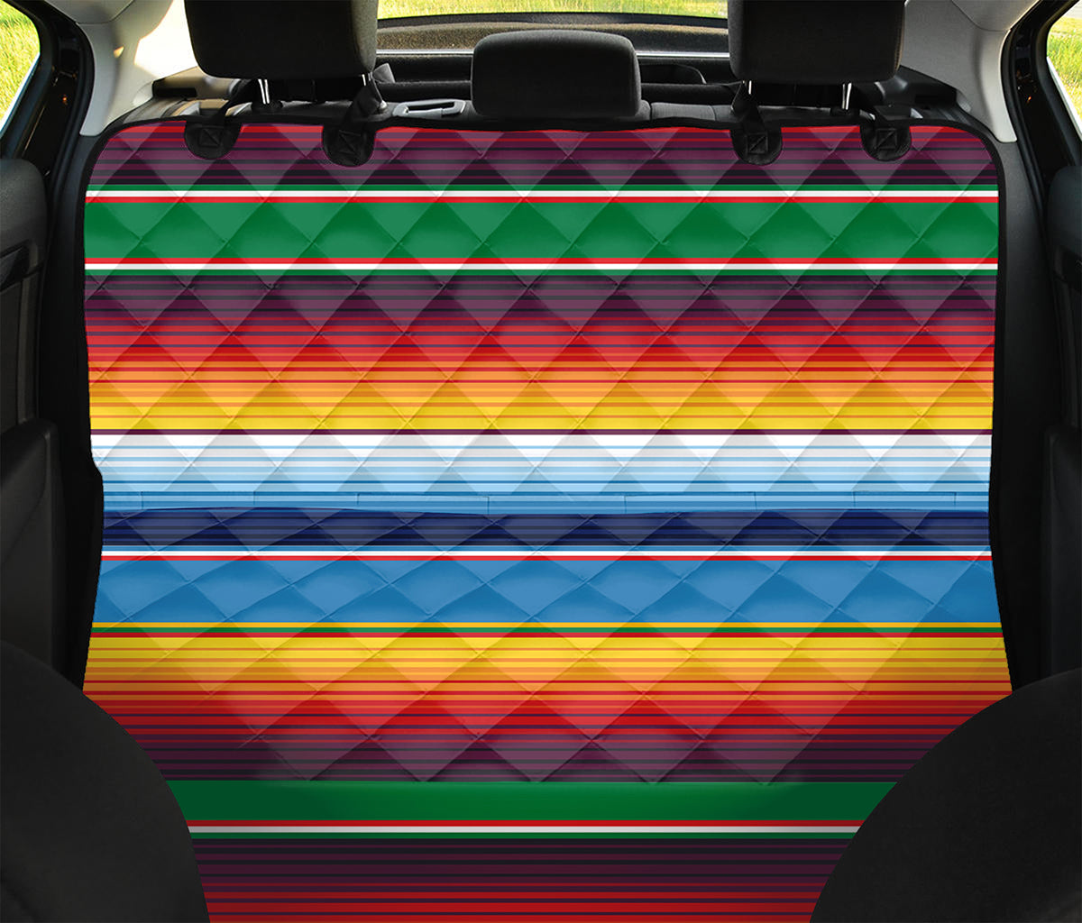 Tribal Mexican Blanket Stripe Print Pet Car Back Seat Cover