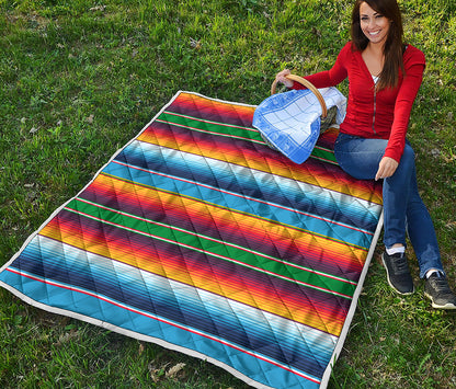 Tribal Mexican Blanket Stripe Print Quilt