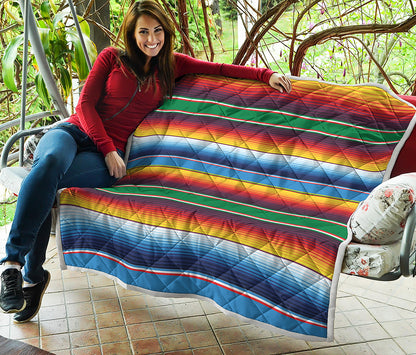 Tribal Mexican Blanket Stripe Print Quilt