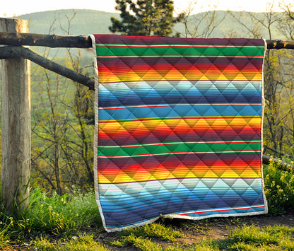 Tribal Mexican Blanket Stripe Print Quilt