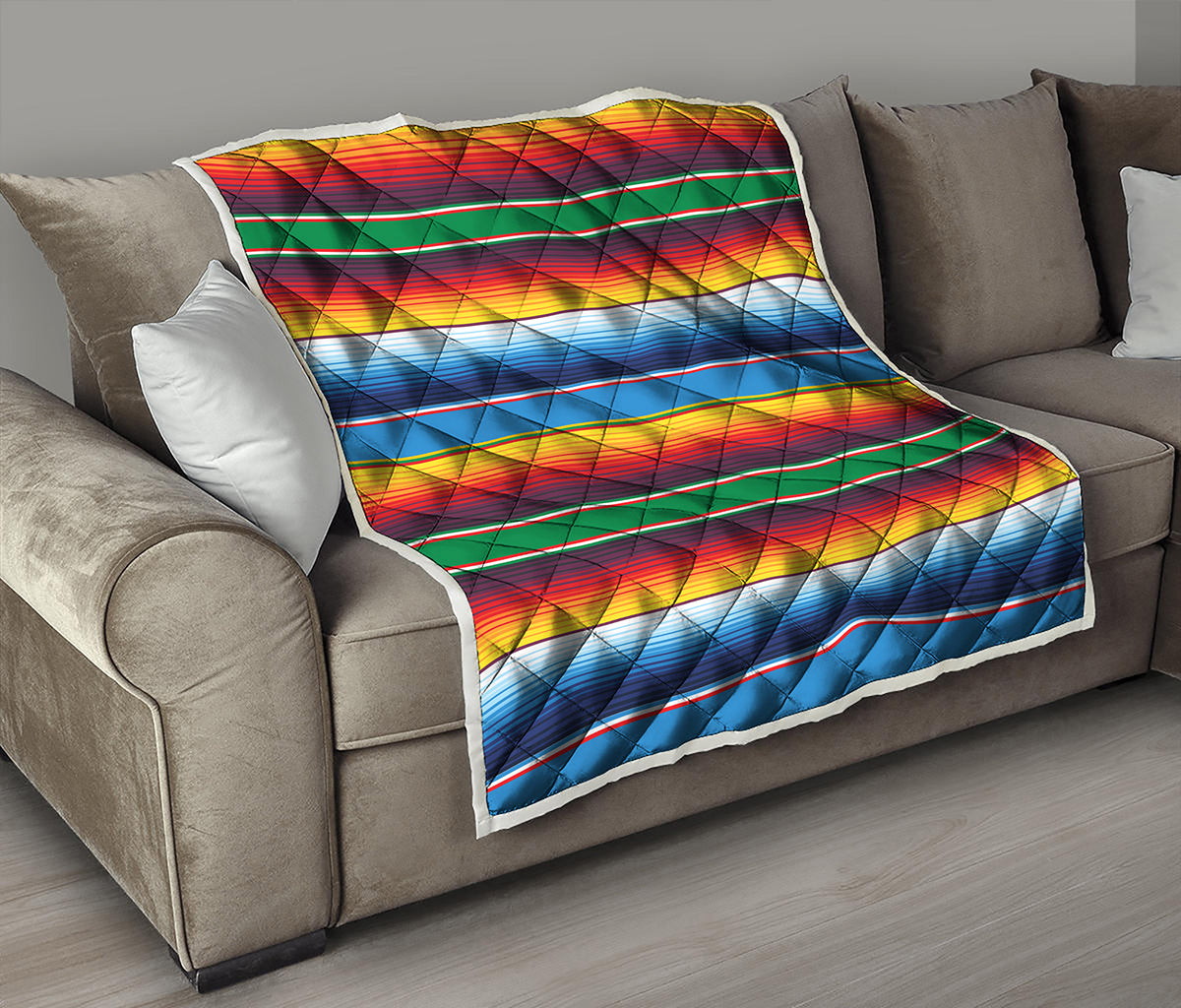 Tribal Mexican Blanket Stripe Print Quilt