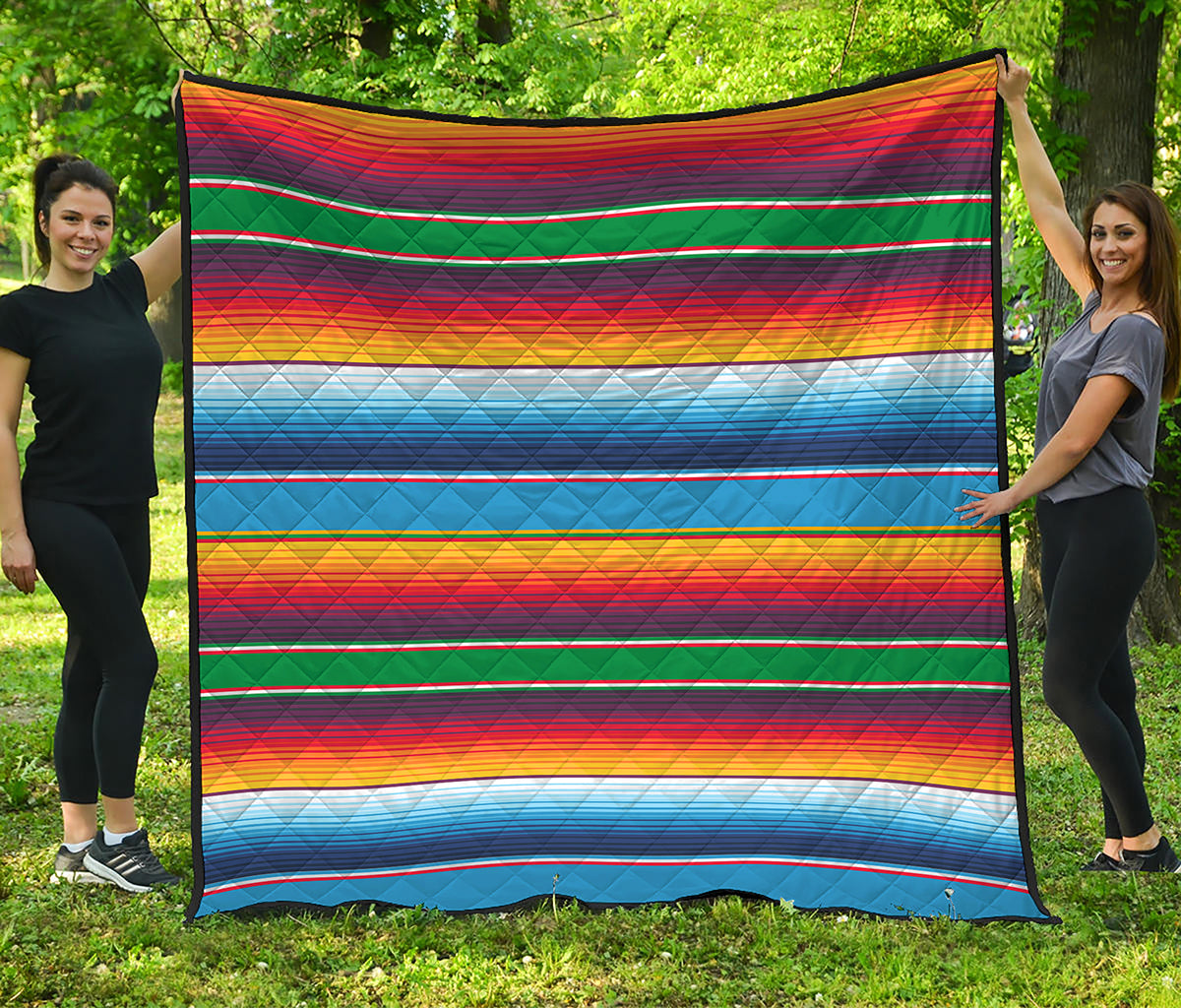 Tribal Mexican Blanket Stripe Print Quilt