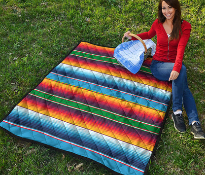 Tribal Mexican Blanket Stripe Print Quilt