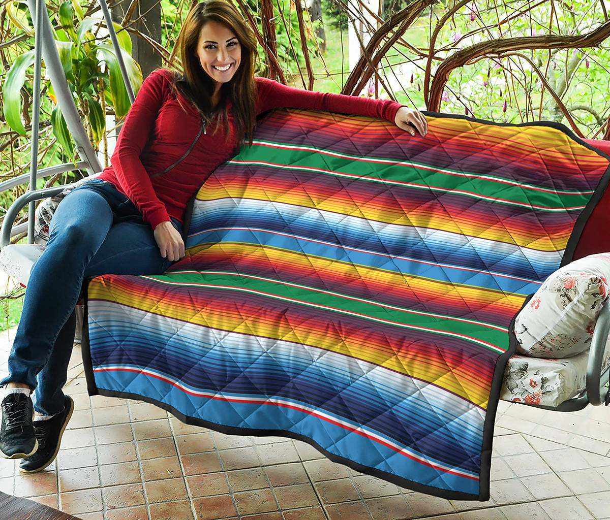 Tribal Mexican Blanket Stripe Print Quilt