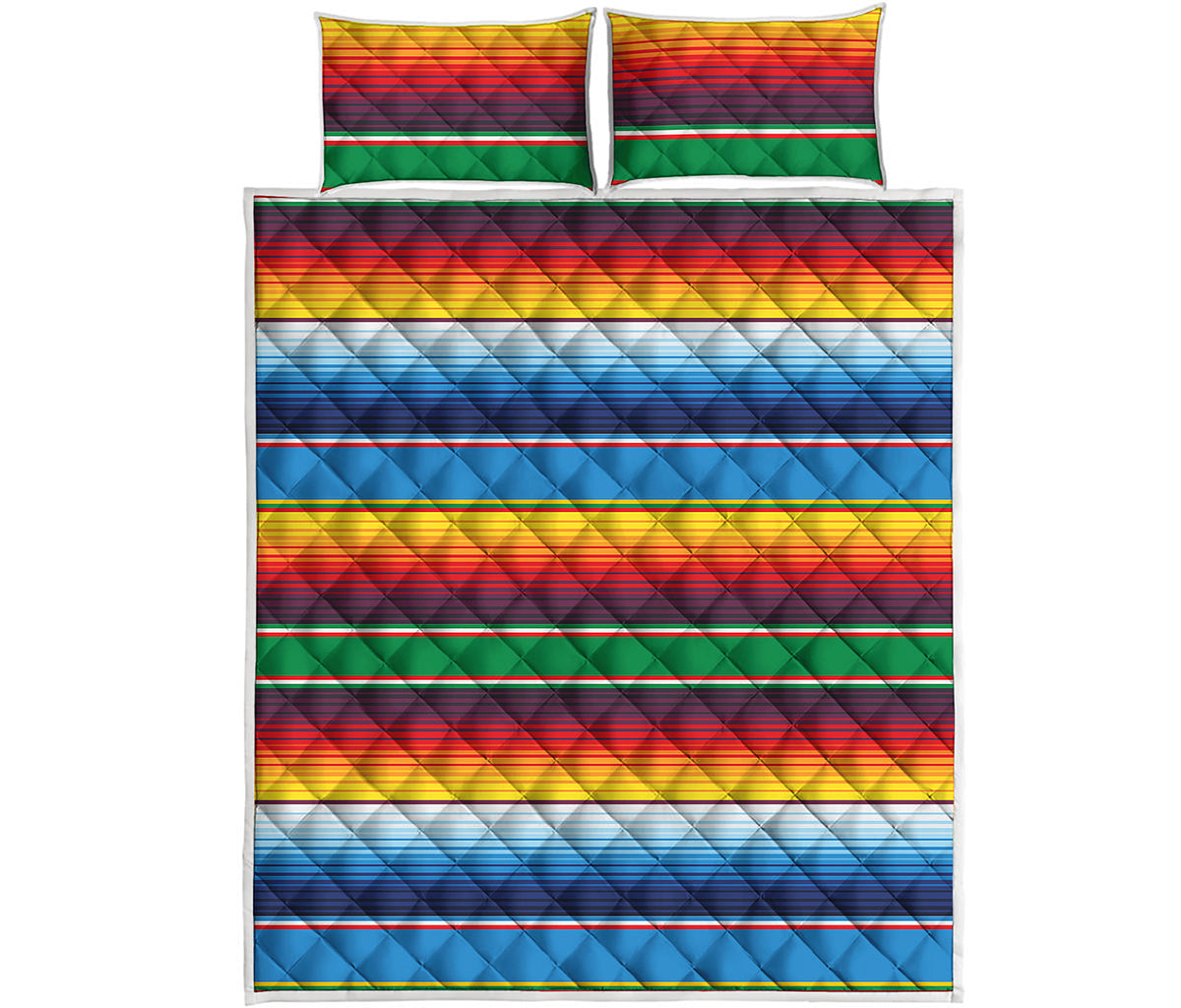 Tribal Mexican Blanket Stripe Print Quilt Bed Set
