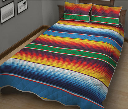 Tribal Mexican Blanket Stripe Print Quilt Bed Set