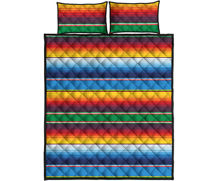 Tribal Mexican Blanket Stripe Print Quilt Bed Set