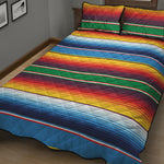 Tribal Mexican Blanket Stripe Print Quilt Bed Set