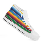 Tribal Mexican Blanket Stripe Print White High Top Shoes