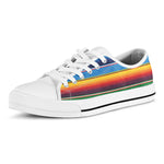 Tribal Mexican Blanket Stripe Print White Low Top Shoes