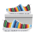 Tribal Mexican Blanket Stripe Print White Running Shoes