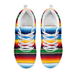 Tribal Mexican Blanket Stripe Print White Sneakers