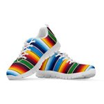 Tribal Mexican Blanket Stripe Print White Sneakers