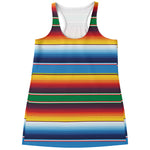 Tribal Mexican Blanket Stripe Print Women's Racerback Tank Top
