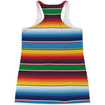 Tribal Mexican Blanket Stripe Print Women's Racerback Tank Top