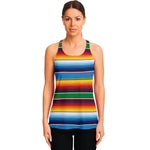 Tribal Mexican Blanket Stripe Print Women's Racerback Tank Top