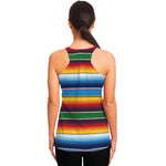 Tribal Mexican Blanket Stripe Print Women's Racerback Tank Top