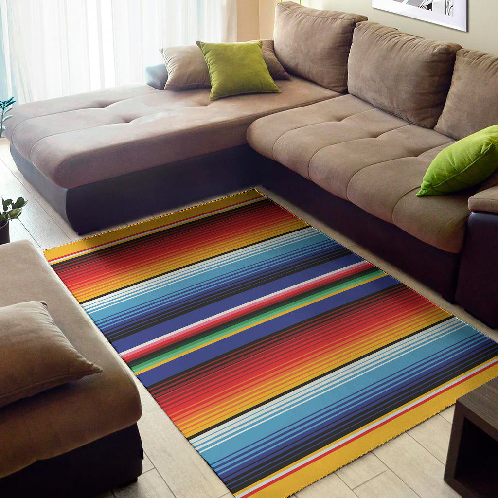 Tribal Mexican Serape Pattern Print Area Rug