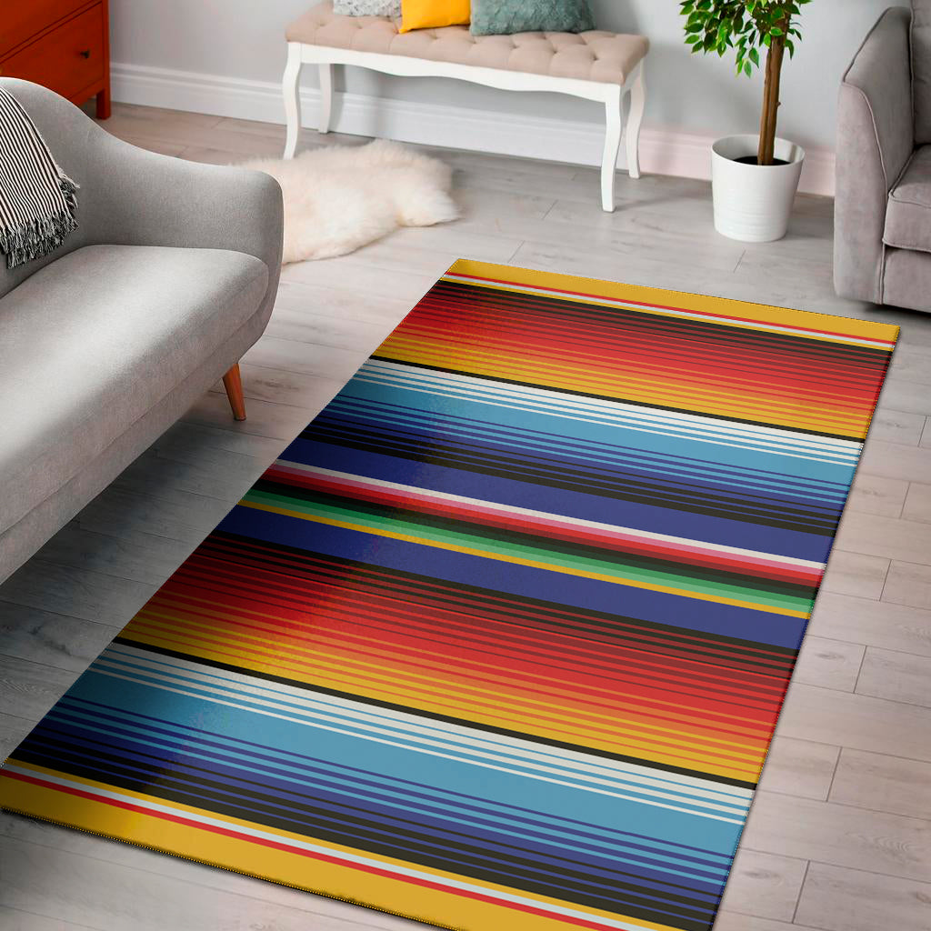 Tribal Mexican Serape Pattern Print Area Rug