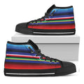 Tribal Mexican Serape Pattern Print Black High Top Sneakers