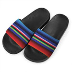 Tribal Mexican Serape Pattern Print Black Slide Sandals