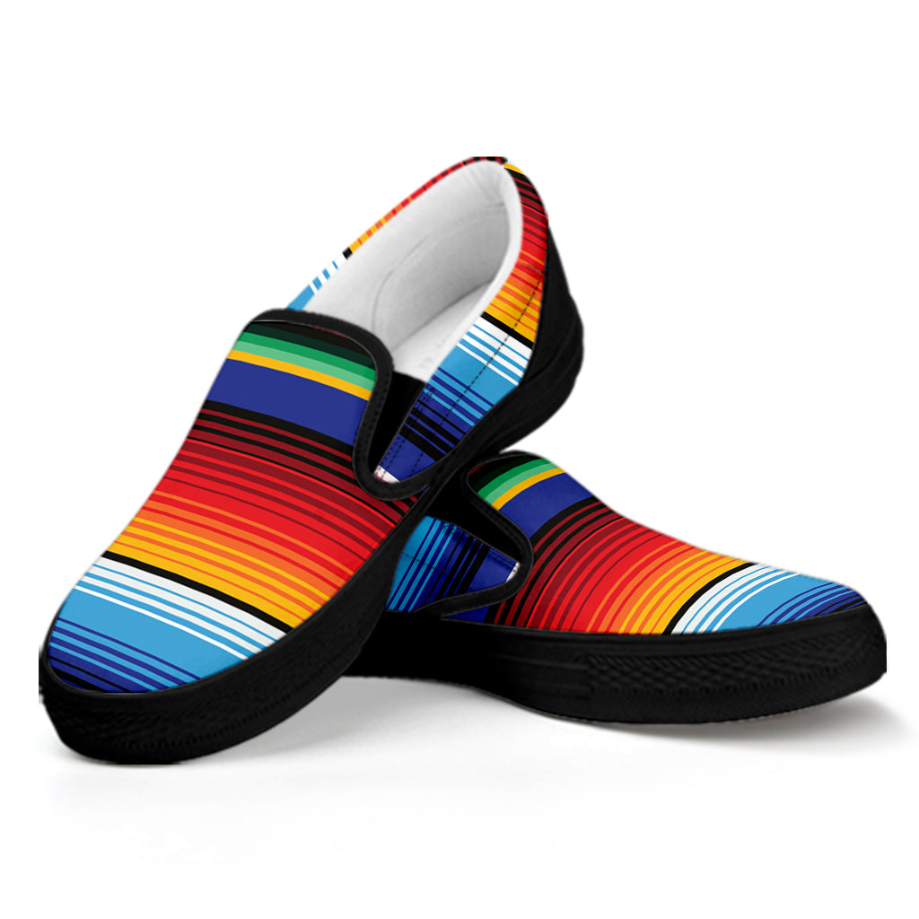 Tribal Mexican Serape Pattern Print Black Slip On Shoes