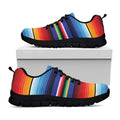 Tribal Mexican Serape Pattern Print Black Running Shoes