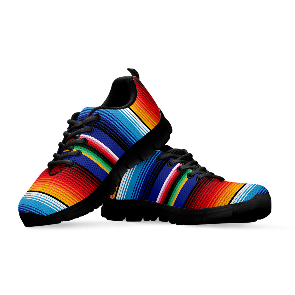 Tribal Mexican Serape Pattern Print Black Sneakers