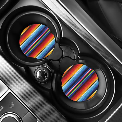 Tribal Mexican Serape Pattern Print Car Coasters