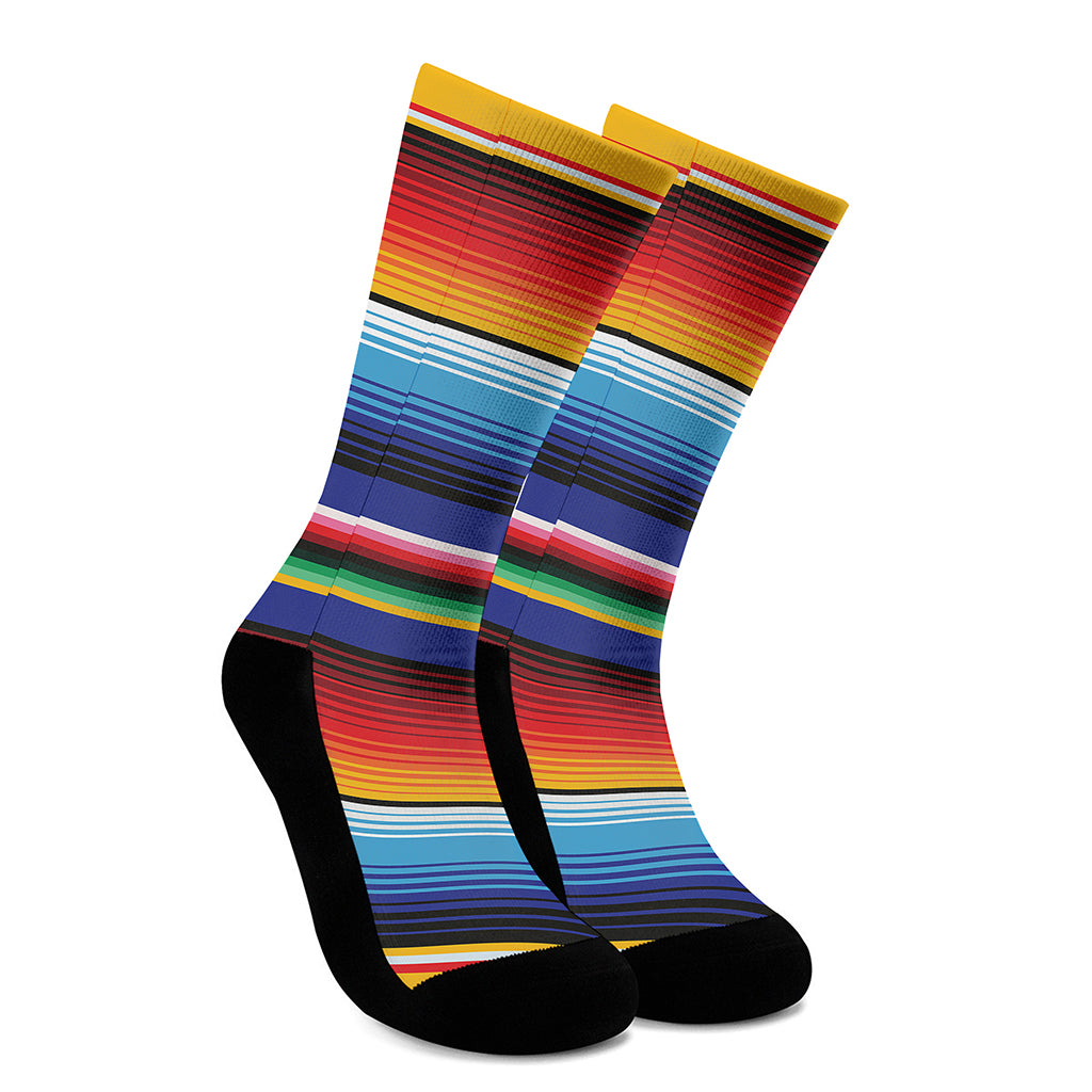 Tribal Mexican Serape Pattern Print Crew Socks