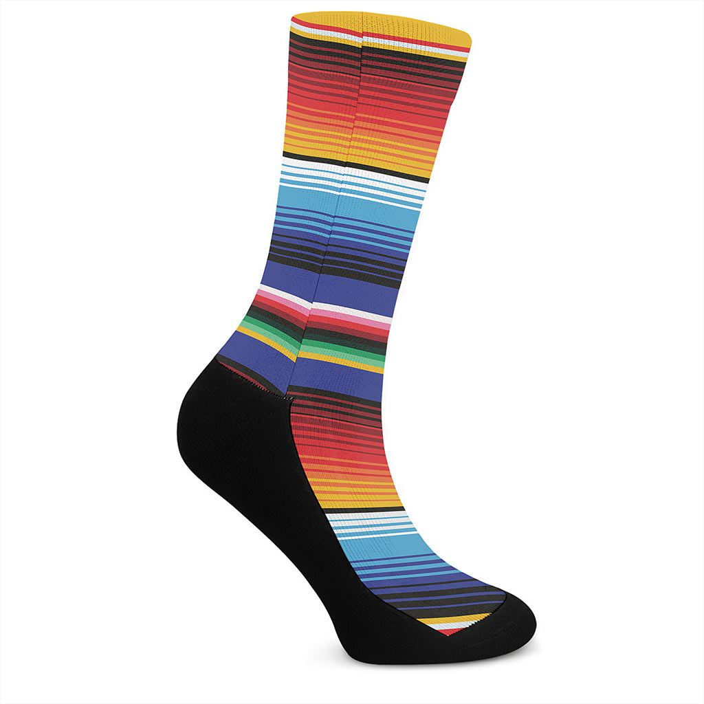 Tribal Mexican Serape Pattern Print Crew Socks