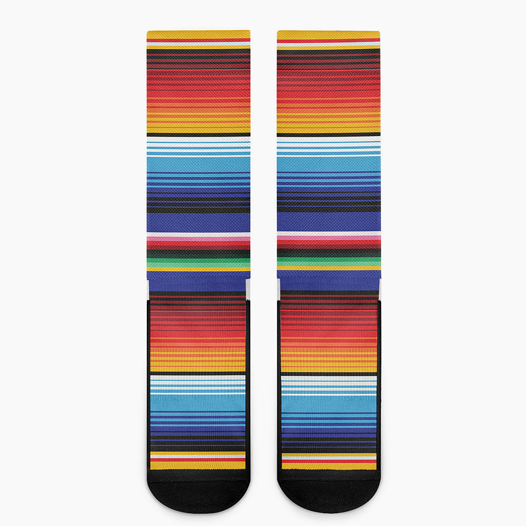 Tribal Mexican Serape Pattern Print Crew Socks