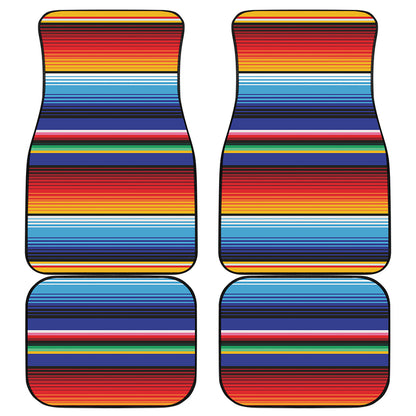 Tribal Mexican Serape Pattern Print Front and Back Car Floor Mats