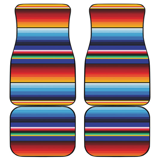 Tribal Mexican Serape Pattern Print Front and Back Car Floor Mats