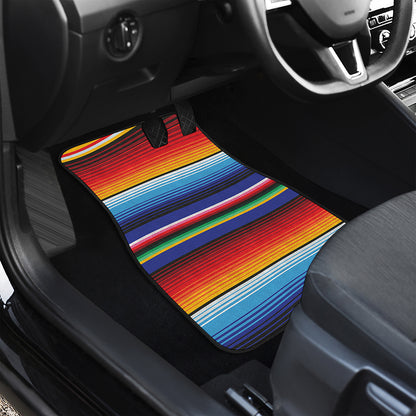 Tribal Mexican Serape Pattern Print Front and Back Car Floor Mats
