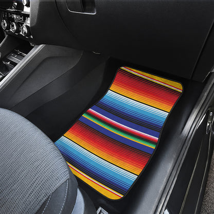 Tribal Mexican Serape Pattern Print Front and Back Car Floor Mats