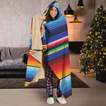 Tribal Mexican Serape Pattern Print Hooded Blanket