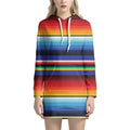Tribal Mexican Serape Pattern Print Pullover Hoodie Dress