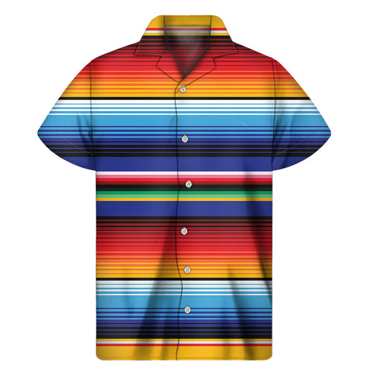 Tribal Mexican Serape Pattern Print Men's Short Sleeve Shirt