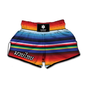 Tribal Mexican Serape Pattern Print Muay Thai Boxing Shorts