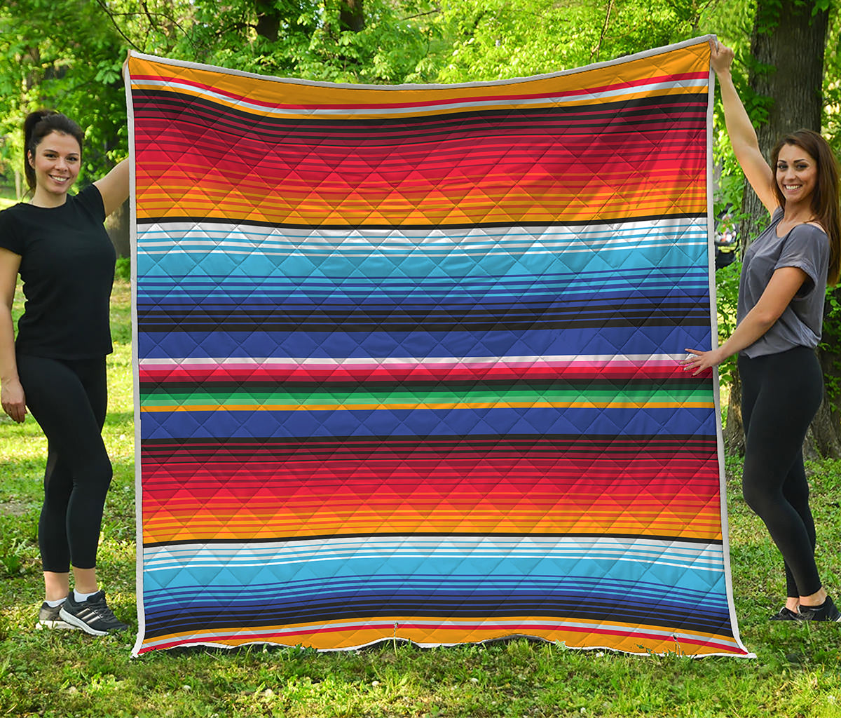 Tribal Mexican Serape Pattern Print Quilt