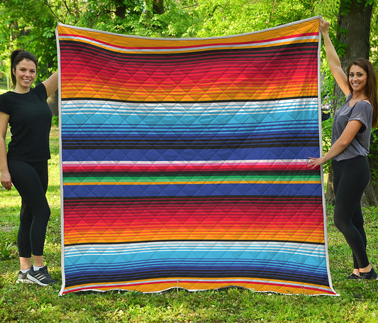 Tribal Mexican Serape Pattern Print Quilt