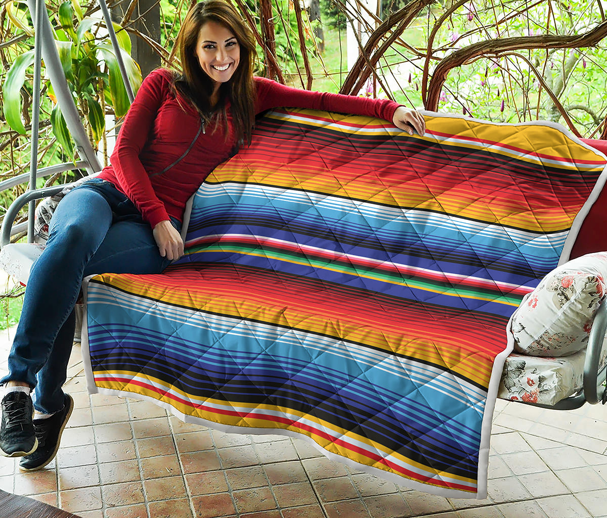 Tribal Mexican Serape Pattern Print Quilt