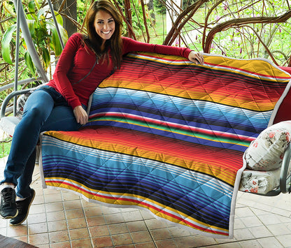 Tribal Mexican Serape Pattern Print Quilt