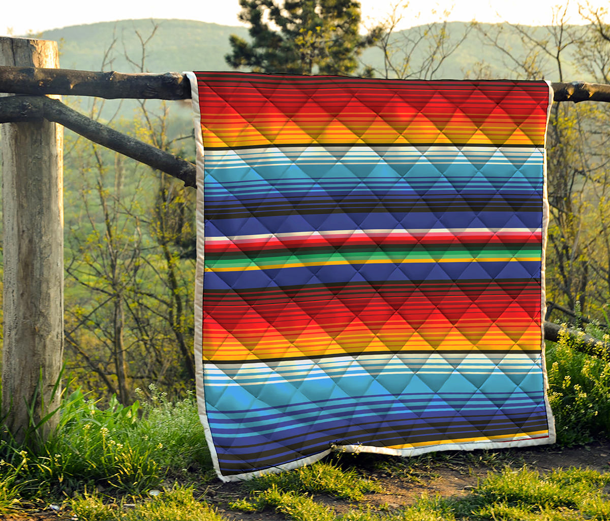 Tribal Mexican Serape Pattern Print Quilt