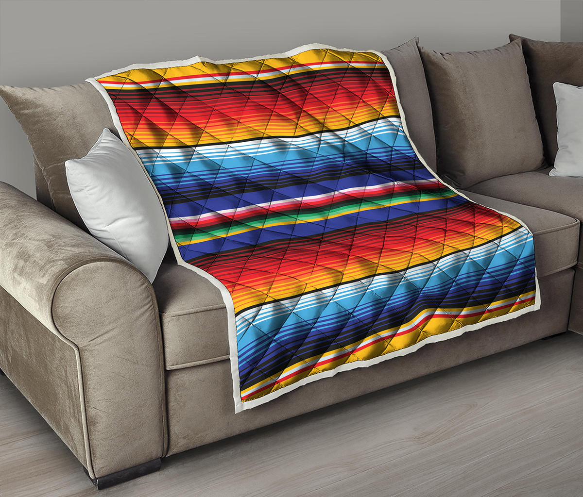 Tribal Mexican Serape Pattern Print Quilt