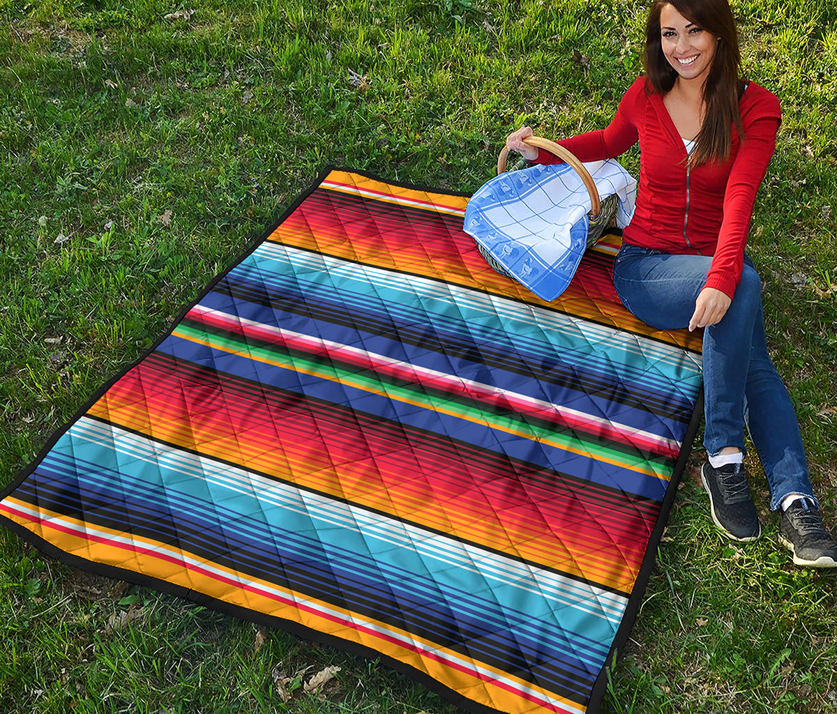 Tribal Mexican Serape Pattern Print Quilt