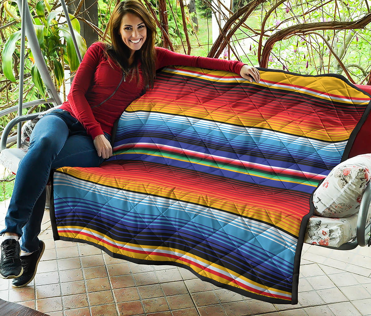 Tribal Mexican Serape Pattern Print Quilt