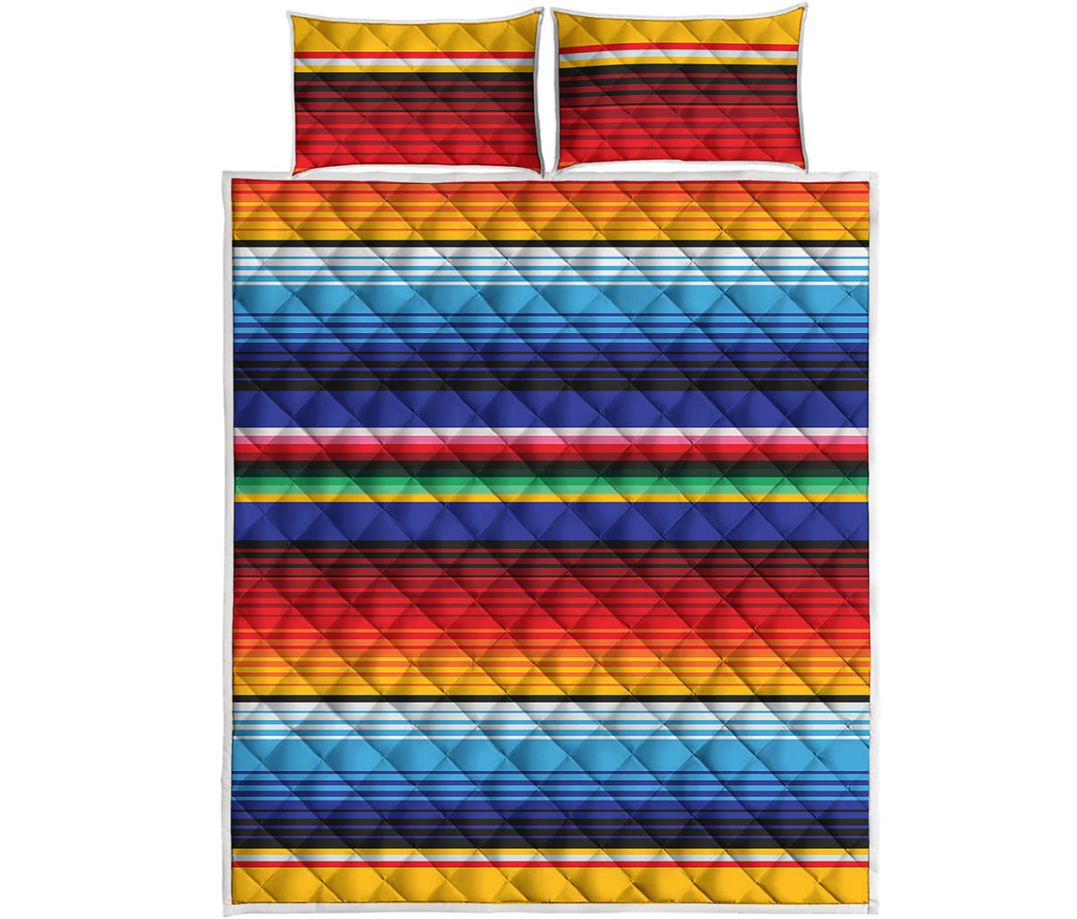 Tribal Mexican Serape Pattern Print Quilt Bed Set