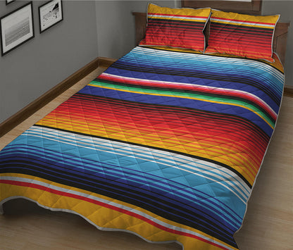 Tribal Mexican Serape Pattern Print Quilt Bed Set